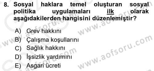 İnsan Hakları ve Kamu Özgürlükleri Dersi 2016 - 2017 Yılı (Final) Dönem Sonu Sınav Soruları 8. Soru