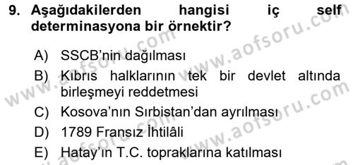 İnsan Hakları ve Kamu Özgürlükleri Dersi 2016 - 2017 Yılı (Final) Dönem Sonu Sınav Soruları 9. Soru