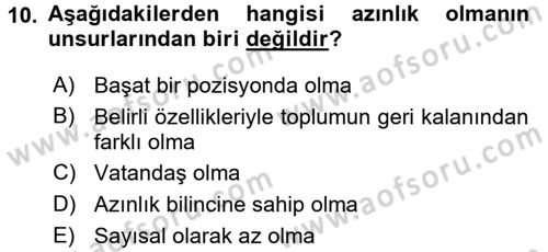 İnsan Hakları ve Kamu Özgürlükleri Dersi 2017 - 2018 Yılı 3 Ders Sınav Soruları 10. Soru