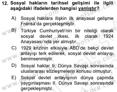 İnsan Hakları ve Kamu Özgürlükleri Dersi 2017 - 2018 Yılı 3 Ders Sınav Soruları 12. Soru
