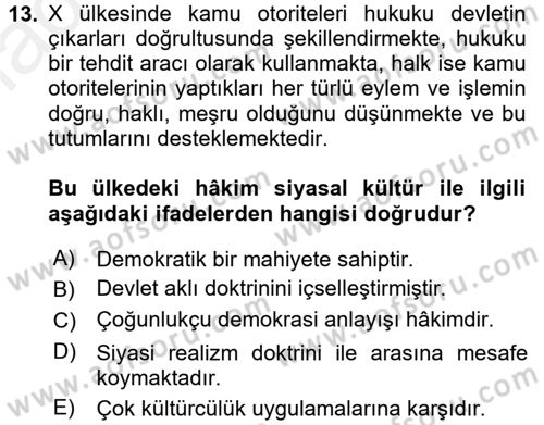 İnsan Hakları ve Kamu Özgürlükleri Dersi 2017 - 2018 Yılı 3 Ders Sınav Soruları 13. Soru