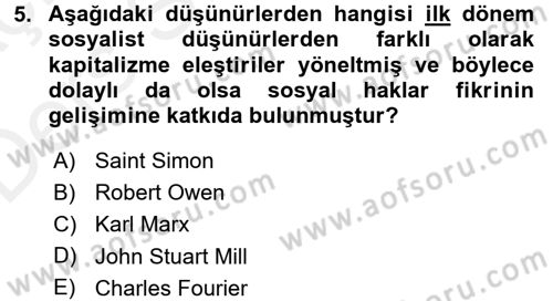 İnsan Hakları ve Kamu Özgürlükleri Dersi 2017 - 2018 Yılı 3 Ders Sınav Soruları 5. Soru