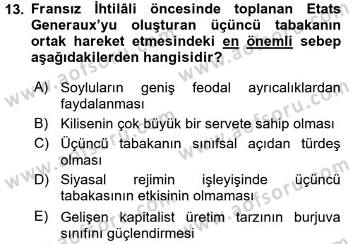 İnsan Hakları ve Kamu Özgürlükleri Dersi 2017 - 2018 Yılı (Vize) Ara Sınav Soruları 13. Soru