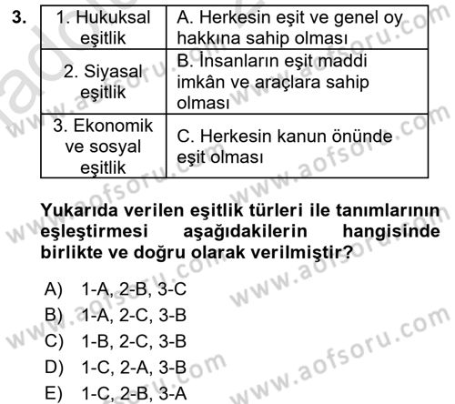 İnsan Hakları ve Kamu Özgürlükleri Dersi 2017 - 2018 Yılı (Vize) Ara Sınav Soruları 3. Soru