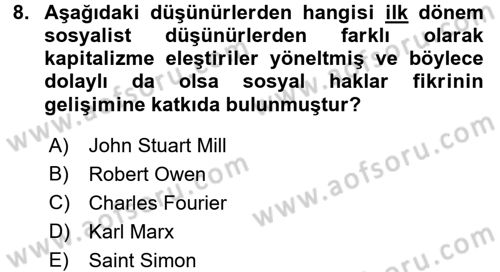 İnsan Hakları ve Kamu Özgürlükleri Dersi 2017 - 2018 Yılı (Final) Dönem Sonu Sınav Soruları 8. Soru