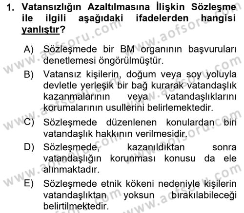 İnsan Hakları ve Kamu Özgürlükleri Dersi 2017 - 2018 Yılı Tek Ders Sınav Soruları 1. Soru