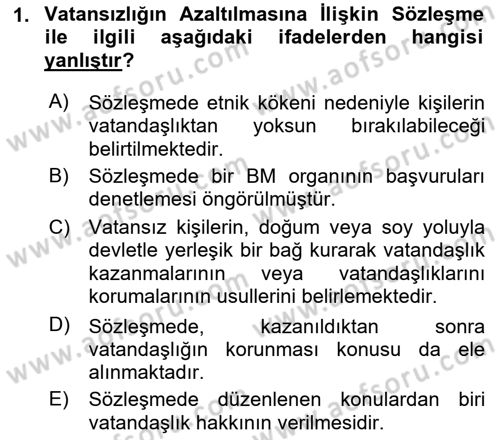 İnsan Hakları ve Kamu Özgürlükleri Dersi 2018 - 2019 Yılı 3 Ders Sınav Soruları 1. Soru