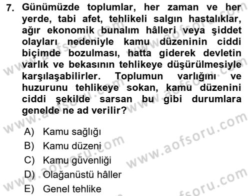 İnsan Hakları ve Kamu Özgürlükleri Dersi 2018 - 2019 Yılı 3 Ders Sınav Soruları 7. Soru