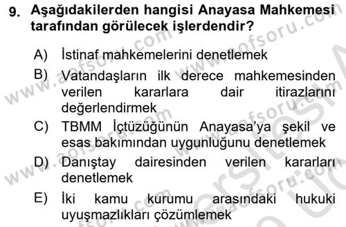 İnsan Hakları ve Kamu Özgürlükleri Dersi 2018 - 2019 Yılı 3 Ders Sınav Soruları 9. Soru