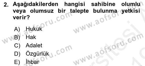 İnsan Hakları ve Kamu Özgürlükleri Dersi Ara Sınavı Deneme Sınav Soruları 2. Soru