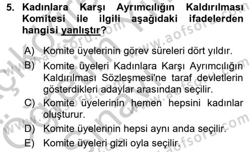 İnsan Hakları ve Kamu Özgürlükleri Dersi 2018 - 2019 Yılı Yaz Okulu Sınav Soruları 5. Soru