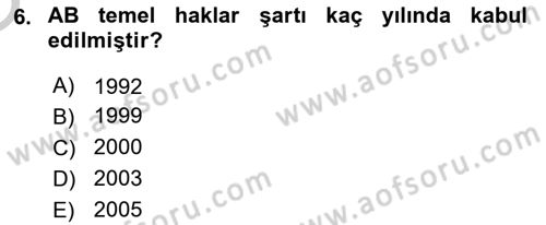 İnsan Hakları ve Kamu Özgürlükleri Dersi 2018 - 2019 Yılı Yaz Okulu Sınav Soruları 6. Soru