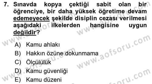 İnsan Hakları ve Kamu Özgürlükleri Dersi 2020 - 2021 Yılı Yaz Okulu Sınav Soruları 7. Soru
