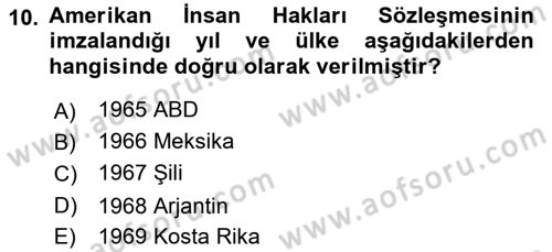 İnsan Hakları ve Kamu Özgürlükleri Dersi Ara Sınavı Deneme Sınav Soruları 10. Soru