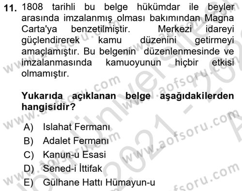 İnsan Hakları ve Kamu Özgürlükleri Dersi Ara Sınavı Deneme Sınav Soruları 11. Soru