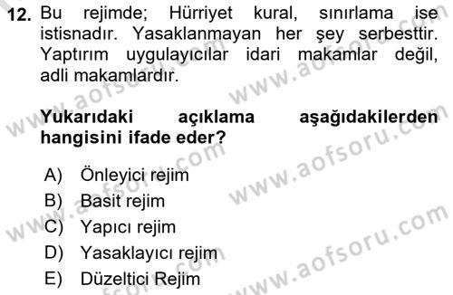 İnsan Hakları ve Kamu Özgürlükleri Dersi 2021 - 2022 Yılı (Vize) Ara Sınav Soruları 12. Soru