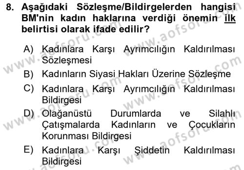 İnsan Hakları ve Kamu Özgürlükleri Dersi 2021 - 2022 Yılı (Vize) Ara Sınav Soruları 8. Soru