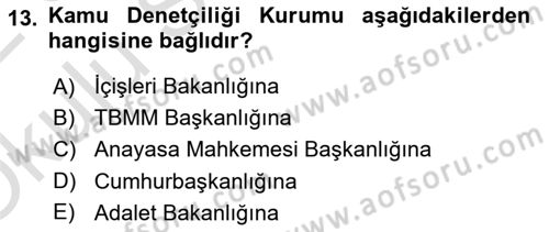 İnsan Hakları ve Kamu Özgürlükleri Dersi 2021 - 2022 Yılı Yaz Okulu Sınav Soruları 13. Soru