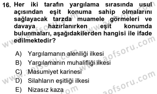İnsan Hakları ve Kamu Özgürlükleri Dersi 2021 - 2022 Yılı Yaz Okulu Sınav Soruları 16. Soru