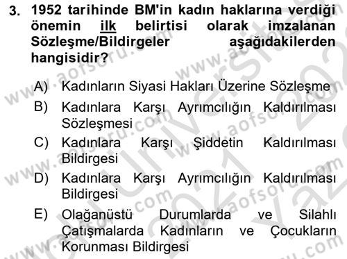 İnsan Hakları ve Kamu Özgürlükleri Dersi 2021 - 2022 Yılı Yaz Okulu Sınav Soruları 3. Soru