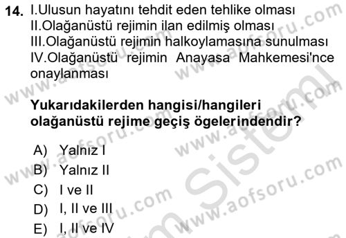 İnsan Hakları ve Kamu Özgürlükleri Dersi 2022 - 2023 Yılı (Vize) Ara Sınav Soruları 14. Soru