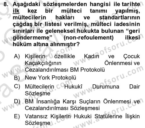 İnsan Hakları ve Kamu Özgürlükleri Dersi Ara Sınavı Deneme Sınav Soruları 8. Soru