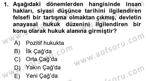 İnsan Hakları ve Kamu Özgürlükleri Dersi 2022 - 2023 Yılı (Final) Dönem Sonu Sınav Soruları 1. Soru