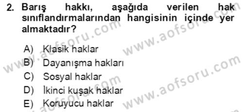 İnsan Hakları ve Kamu Özgürlükleri Dersi 2022 - 2023 Yılı Yaz Okulu Sınav Soruları 2. Soru