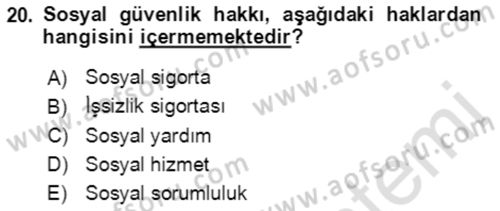 İnsan Hakları ve Kamu Özgürlükleri Dersi 2022 - 2023 Yılı Yaz Okulu Sınav Soruları 20. Soru