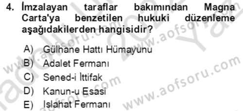 İnsan Hakları ve Kamu Özgürlükleri Dersi 2022 - 2023 Yılı Yaz Okulu Sınav Soruları 4. Soru
