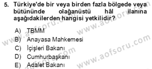 İnsan Hakları ve Kamu Özgürlükleri Dersi 2022 - 2023 Yılı Yaz Okulu Sınav Soruları 5. Soru