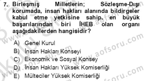 İnsan Hakları ve Kamu Özgürlükleri Dersi 2022 - 2023 Yılı Yaz Okulu Sınav Soruları 7. Soru