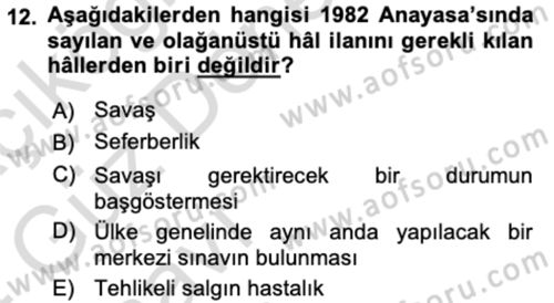 İnsan Hakları ve Kamu Özgürlükleri Dersi 2023 - 2024 Yılı (Vize) Ara Sınav Soruları 12. Soru