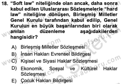 İnsan Hakları ve Kamu Özgürlükleri Dersi 2023 - 2024 Yılı (Vize) Ara Sınav Soruları 18. Soru