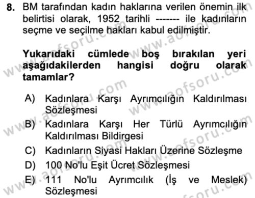 İnsan Hakları ve Kamu Özgürlükleri Dersi 2023 - 2024 Yılı (Vize) Ara Sınav Soruları 8. Soru