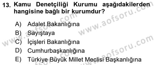 İnsan Hakları ve Kamu Özgürlükleri Dersi 2023 - 2024 Yılı (Final) Dönem Sonu Sınav Soruları 13. Soru