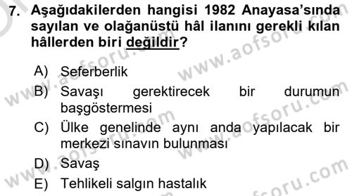 İnsan Hakları ve Kamu Özgürlükleri Dersi 2023 - 2024 Yılı Yaz Okulu Sınav Soruları 7. Soru