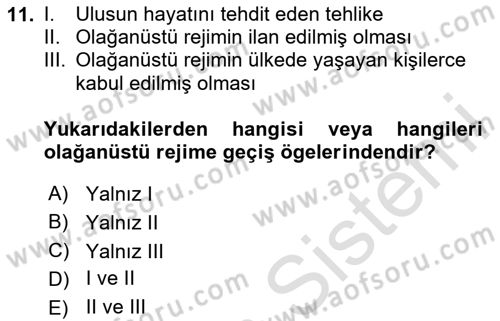 İnsan Hakları ve Kamu Özgürlükleri Dersi 2024 - 2025 Yılı (Vize) Ara Sınav Soruları 11. Soru