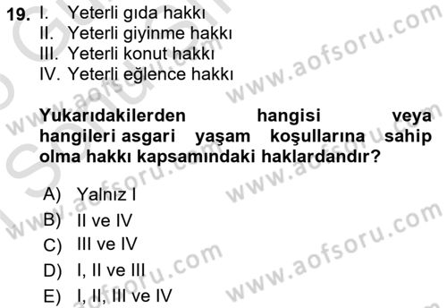 İnsan Hakları ve Kamu Özgürlükleri Dersi 2024 - 2025 Yılı (Final) Dönem Sonu Sınav Soruları 19. Soru