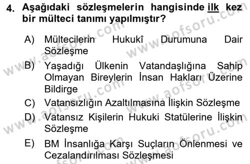 İnsan Hakları ve Kamu Özgürlükleri Dersi 2024 - 2025 Yılı (Final) Dönem Sonu Sınav Soruları 4. Soru