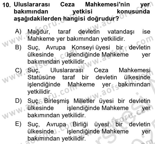 İnsan Hakları ve Kamu Özgürlükleri Dersi 2024 - 2025 Yılı Yaz Okulu Sınav Soruları 10. Soru