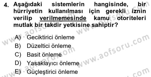 İnsan Hakları ve Kamu Özgürlükleri Dersi 2024 - 2025 Yılı Yaz Okulu Sınav Soruları 4. Soru