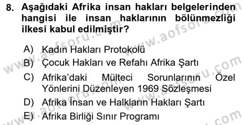 İnsan Hakları ve Kamu Özgürlükleri Dersi 2025 - 2026 Yılı (Vize) Ara Sınav Soruları 8. Soru