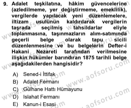 İnsan Hakları ve Kamu Özgürlükleri Dersi 2025 - 2026 Yılı (Vize) Ara Sınav Soruları 9. Soru