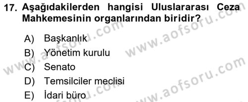 Temel İnsan Hakları Bilgisi 1 Dersi 2017 - 2018 Yılı Tek Ders Sınavı 17. Soru