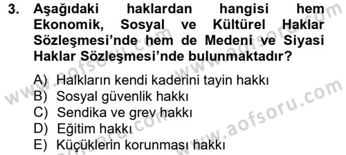Temel İnsan Hakları Bilgisi 2 Dersi 2012 - 2013 Yılı (Vize) Ara Sınav Soruları 3. Soru