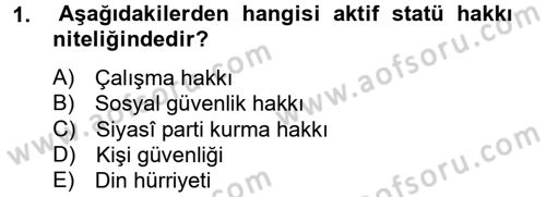 Temel İnsan Hakları Bilgisi 2 Dersi 2012 - 2013 Yılı (Final) Dönem Sonu Sınav Soruları 1. Soru