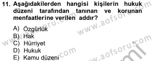 Temel İnsan Hakları Bilgisi 2 Dersi 2012 - 2013 Yılı (Final) Dönem Sonu Sınav Soruları 11. Soru