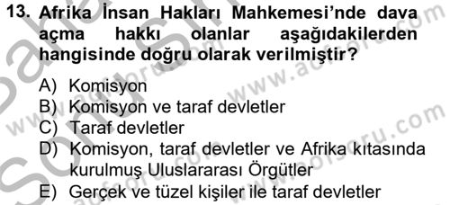 Temel İnsan Hakları Bilgisi 2 Dersi 2012 - 2013 Yılı (Final) Dönem Sonu Sınav Soruları 13. Soru