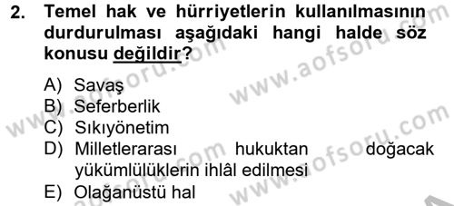 Temel İnsan Hakları Bilgisi 2 Dersi 2012 - 2013 Yılı (Final) Dönem Sonu Sınav Soruları 2. Soru